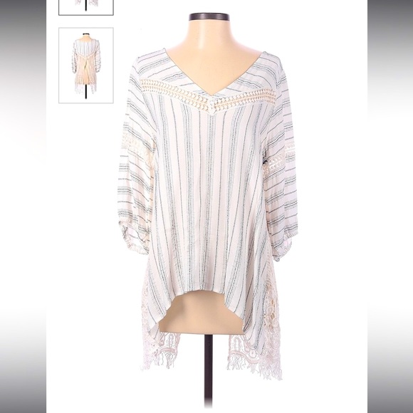 SLOANE ROUGE Boho Crochet Open Back Top size M - Picture 10 of 11